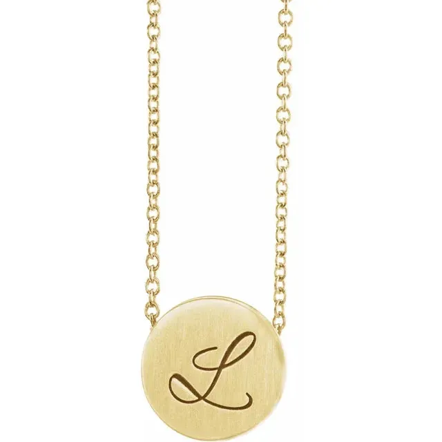 14K Yellow Gold Engravable Disc 16-18" Necklace