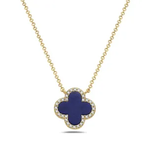 14K Yellow Gold Lapis Necklace