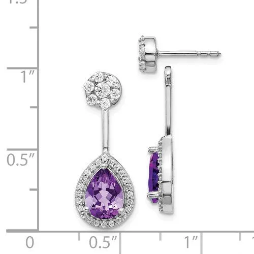 14KT 1.70 CTW AMETHYST & 0.63 CTW DIAMOND PEAR HALO EARRINGS