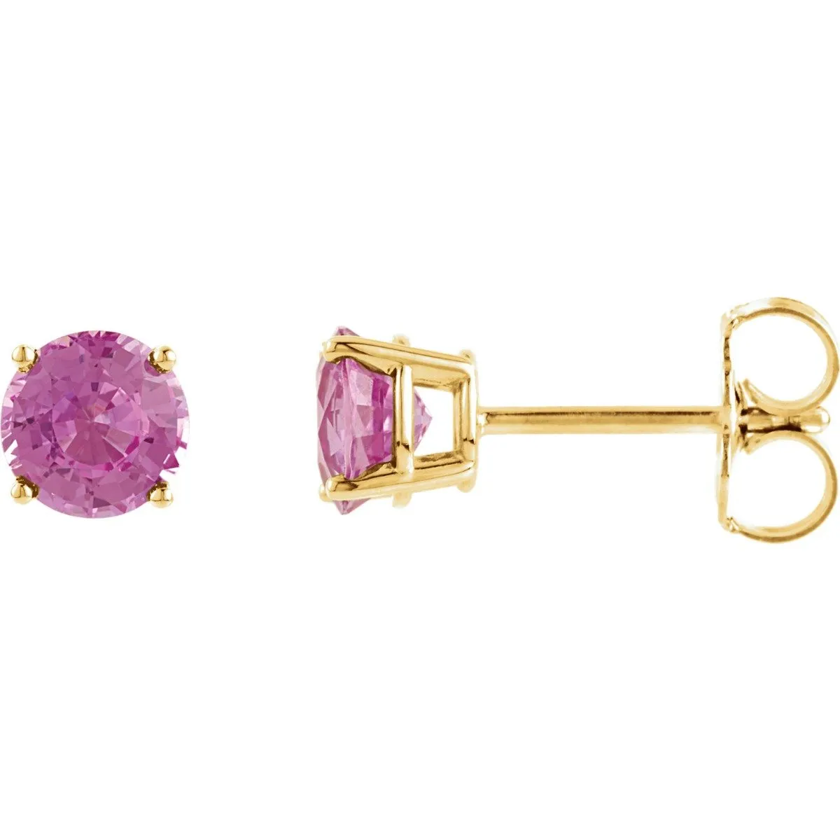 14KT GOLD 1/2 CTW ROUND PINK TOURMALINE STUD EARRINGS