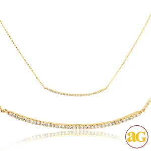 14KY 0.15CTW DIAMOND NECKLACE - HORIZONTAL CURVED