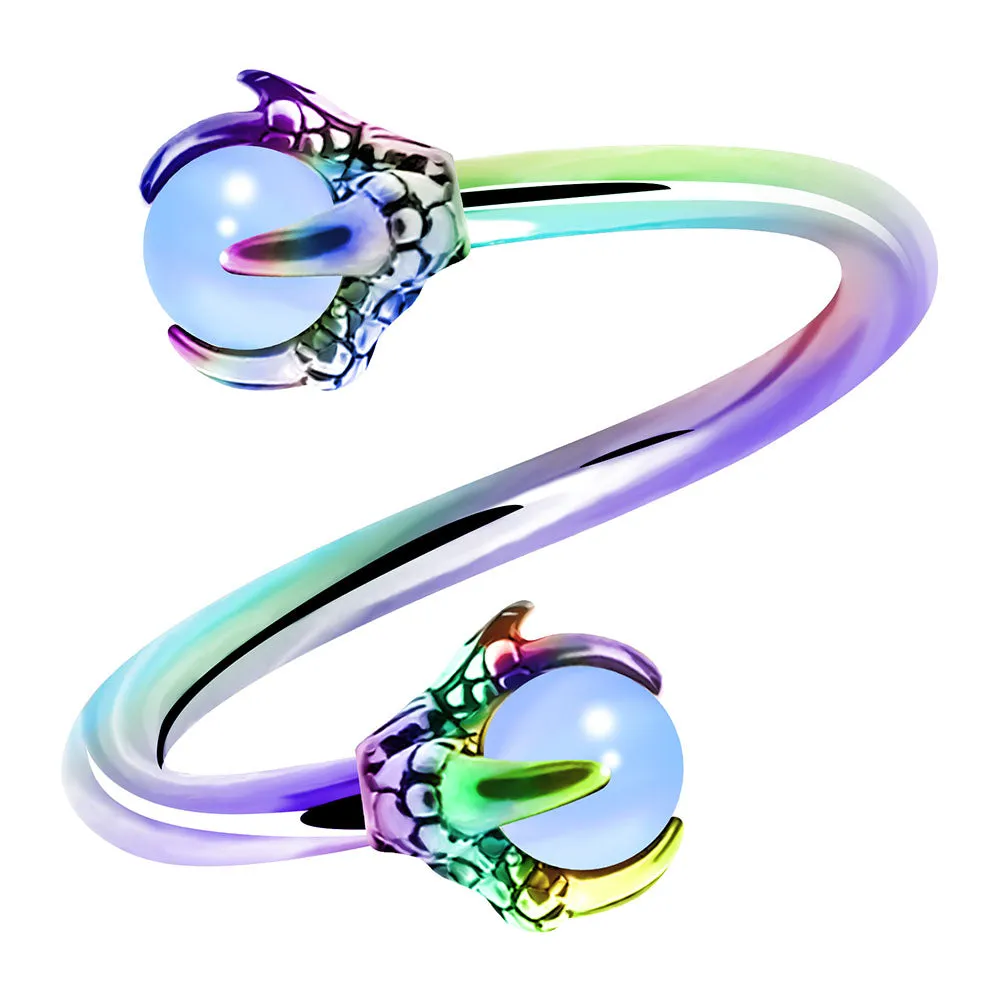 16G Dragon-Claw Spiral S-Shape Barbell Opal Helix Piercing Jewelry