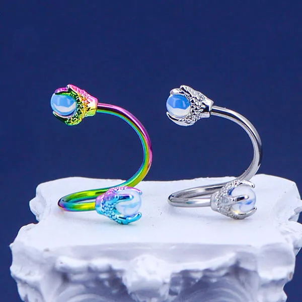 16G Dragon-Claw Spiral S-Shape Barbell Opal Helix Piercing Jewelry