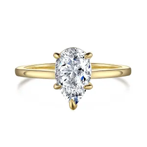 1.75 Carat Pear Cut Solitaire Engagement Ring - Gold