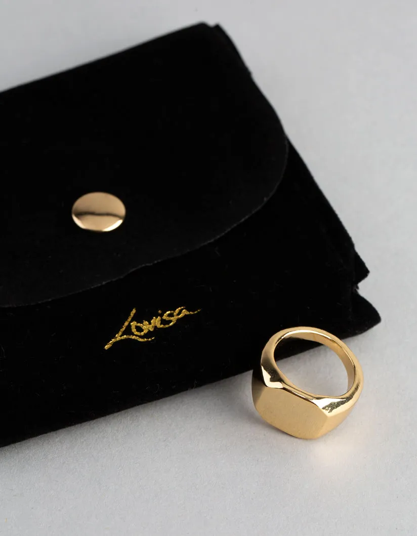 18ct Gold Plated Brass Octagon Signet Ring