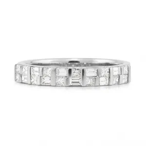 18CT White Gold Diamond Bar Set Straight Wedding Ring