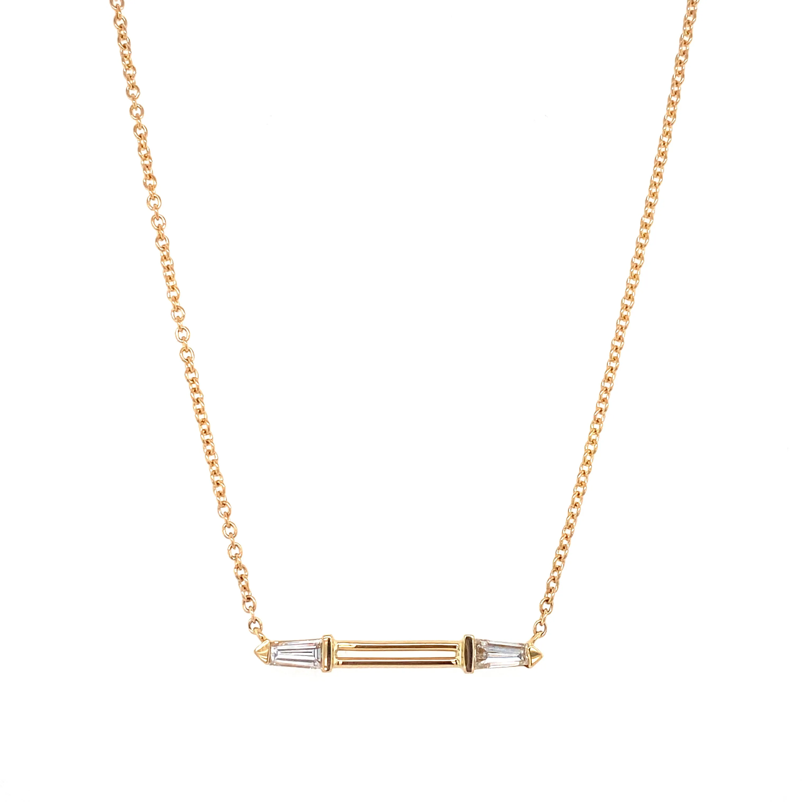 18K Yellow Gold Diamond Bar Necklace