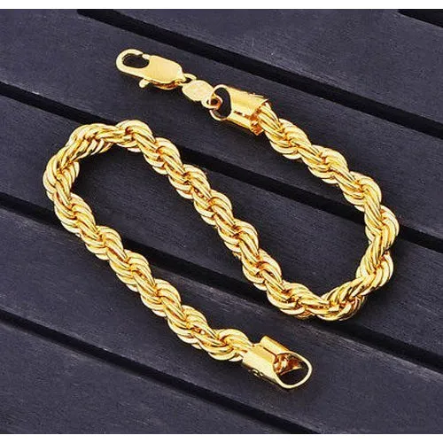 18kt Gold Filled Crafted Unisex Diamond Cut Rope Bracelet