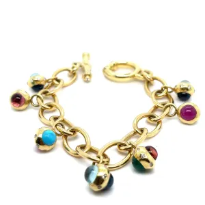 18kt Green Gold Cabochon Charm Bracelet 3