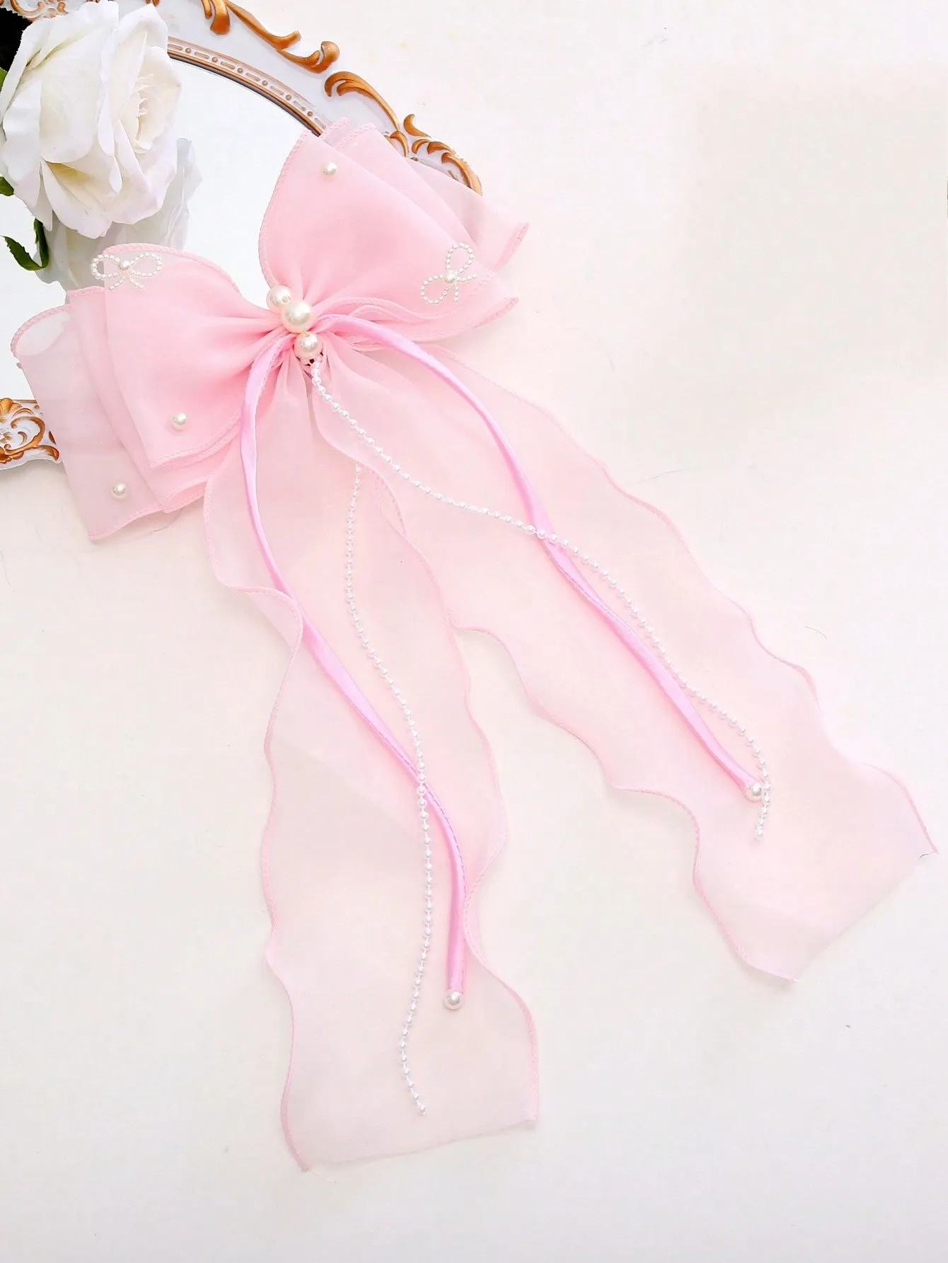 1pc Multilayer Tassel, Pearl & Bowknot Fashion Hair Clip for Women Barrette