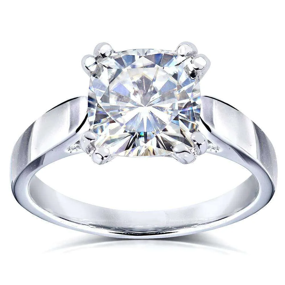 2 Carat Cushion Moissanite Simple Solitaire Ring