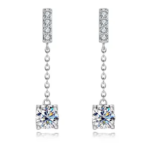 2.0CTTW D Color Moissanite Earrings 18K White Gold Plated CharmEarrings