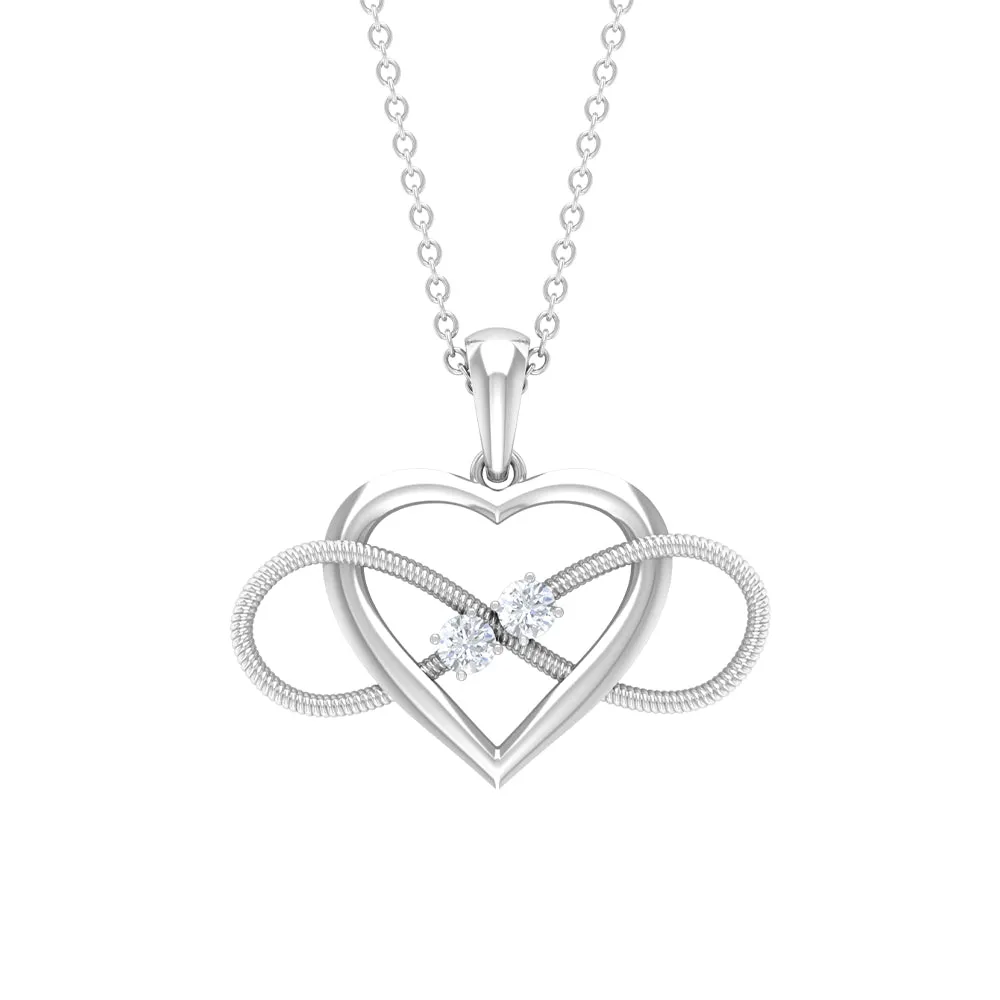 2.5 MM Diamond Infinity Heart Necklace For Her