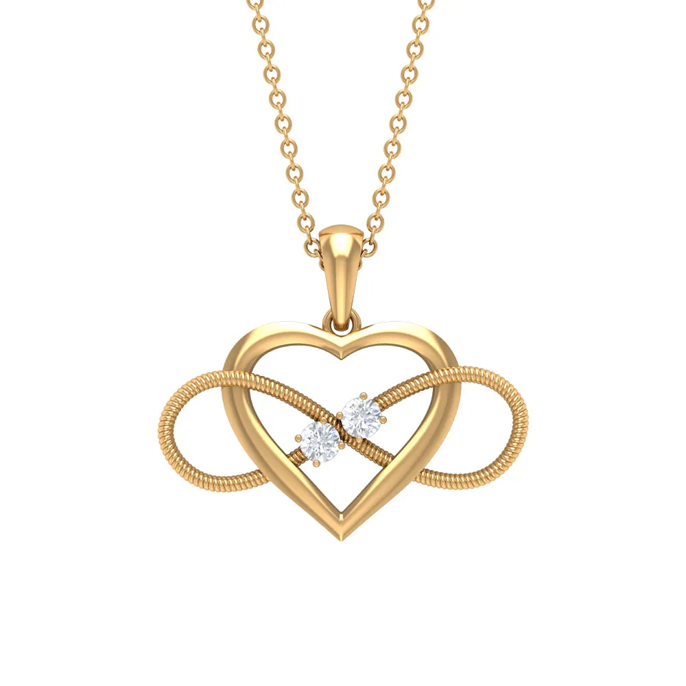 2.5 MM Diamond Infinity Heart Necklace For Her