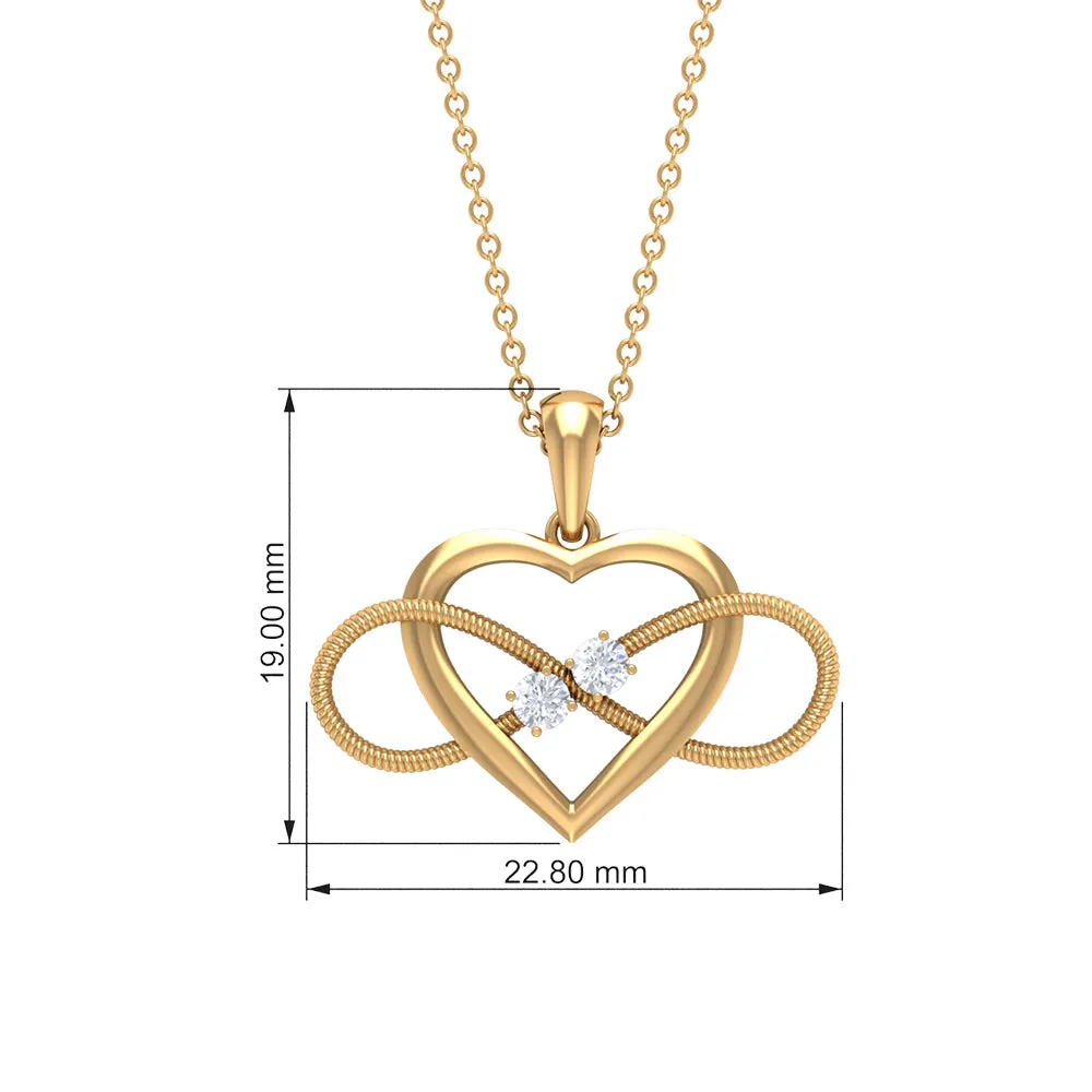 2.5 MM Diamond Infinity Heart Necklace For Her