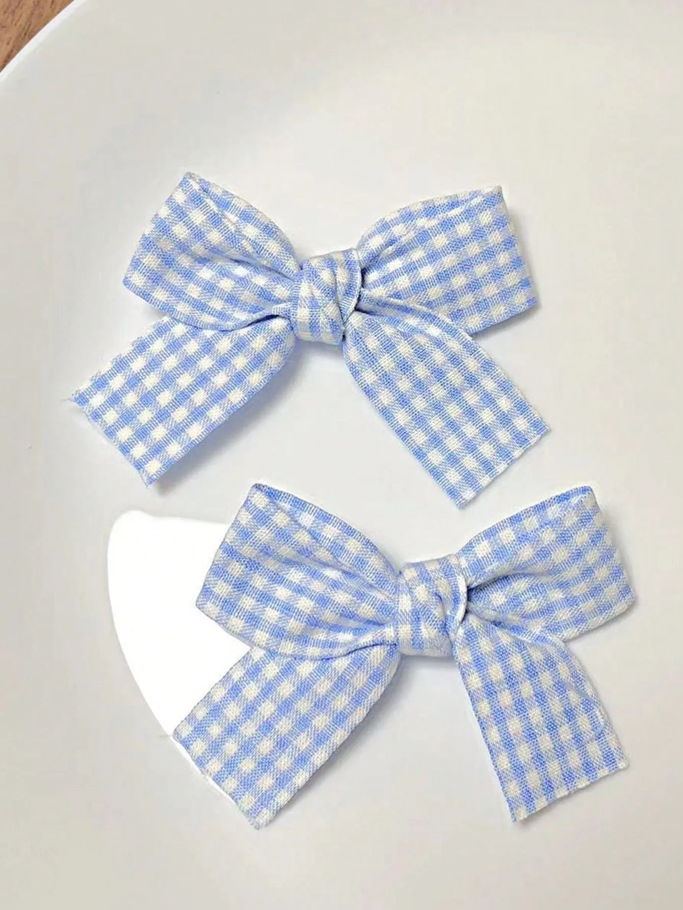 2pcs Pink Plaid Pattern Bow Decor Hair Clip for Women Barrette Styling Hair