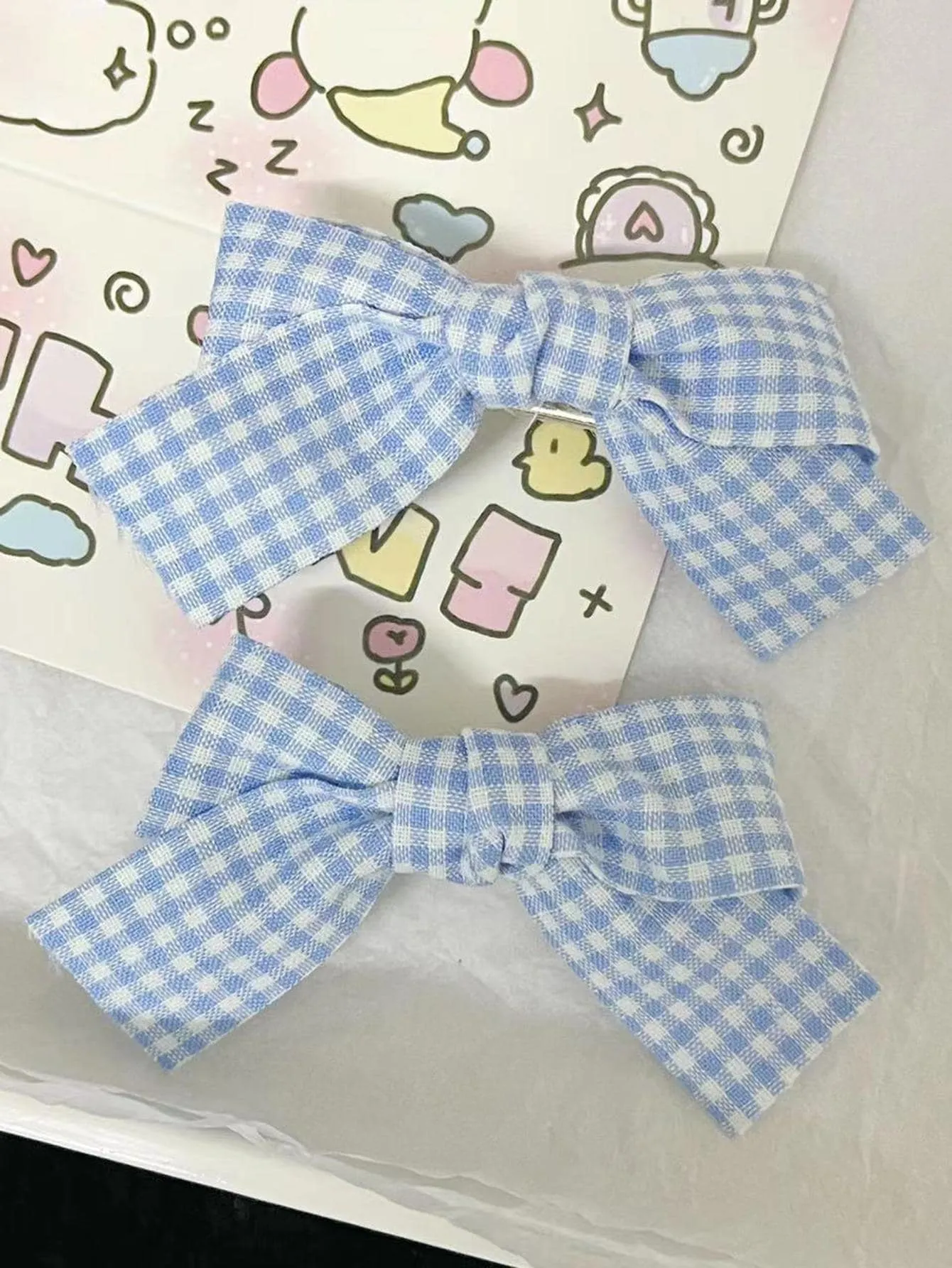 2pcs Pink Plaid Pattern Bow Decor Hair Clip for Women Barrette Styling Hair