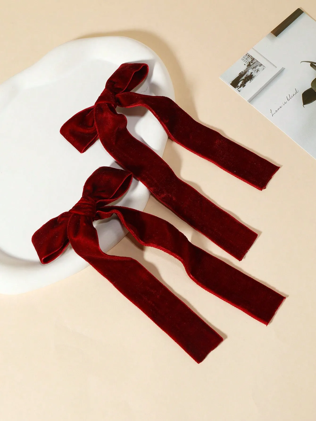 2pcs Women's Simple Black Bowknot Ribbon Hair Clips for Women Barrette Styling