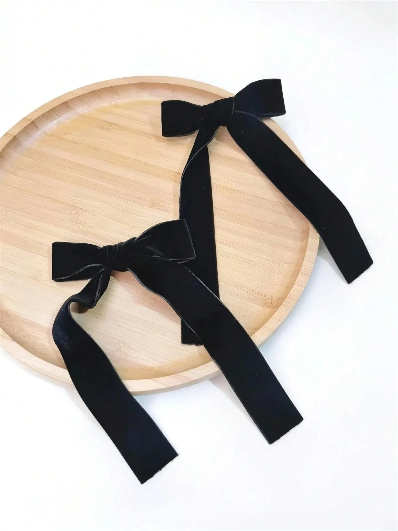 2pcs Women's Simple Black Bowknot Ribbon Hair Clips for Women Barrette Styling