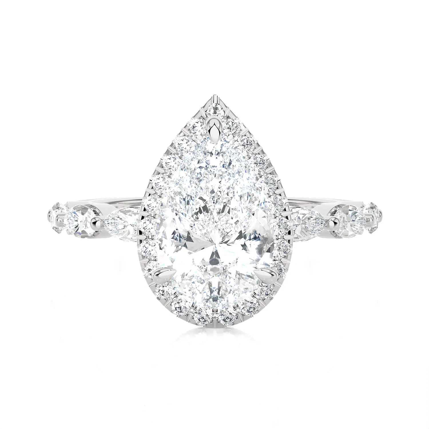 3 5/8 ctw Pear-Shaped Lab Grown Diamond Halo Engagement Ring