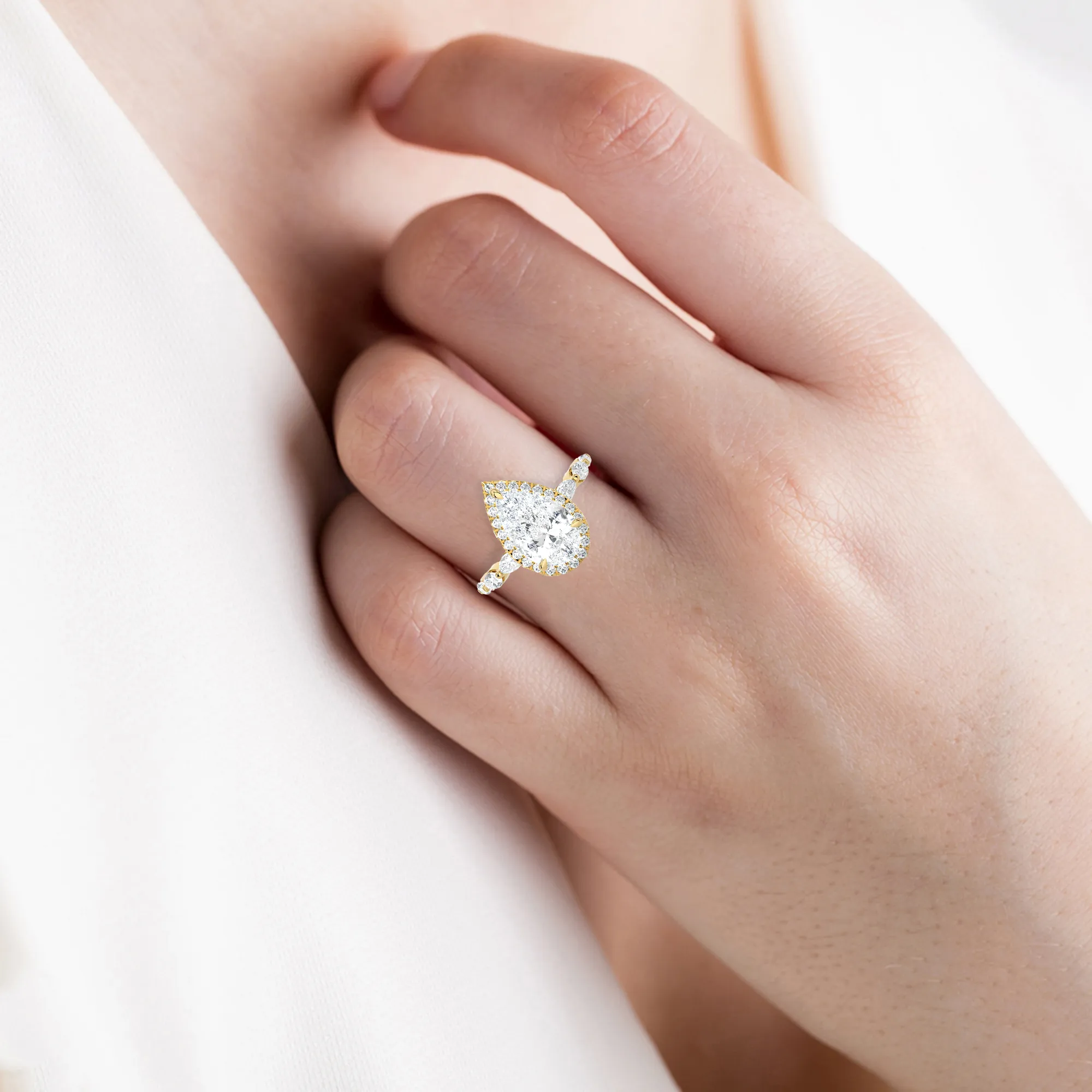 3 5/8 ctw Pear-Shaped Lab Grown Diamond Halo Engagement Ring