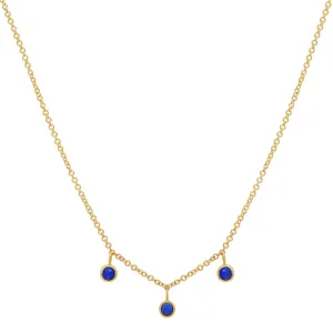 3 Mini Lapis Bezel Dangle Necklace