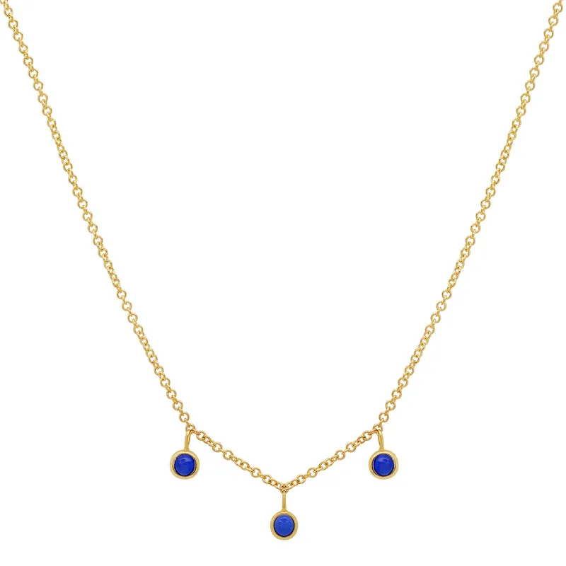 3 Mini Lapis Bezel Dangle Necklace