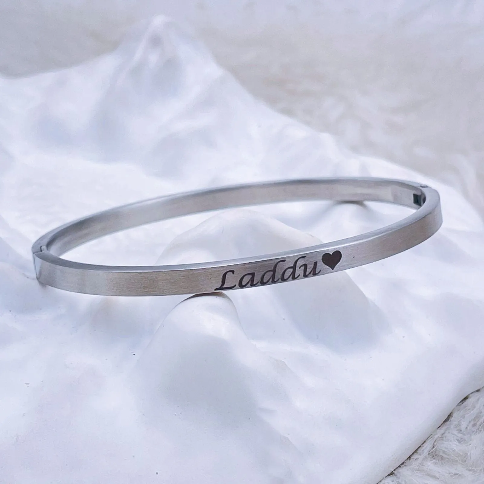 4mm Matte Finish 316 Surgical Stainless Steel Silver Customized Personalised Laser Engraved Kada Bangle Bracelet Unisex