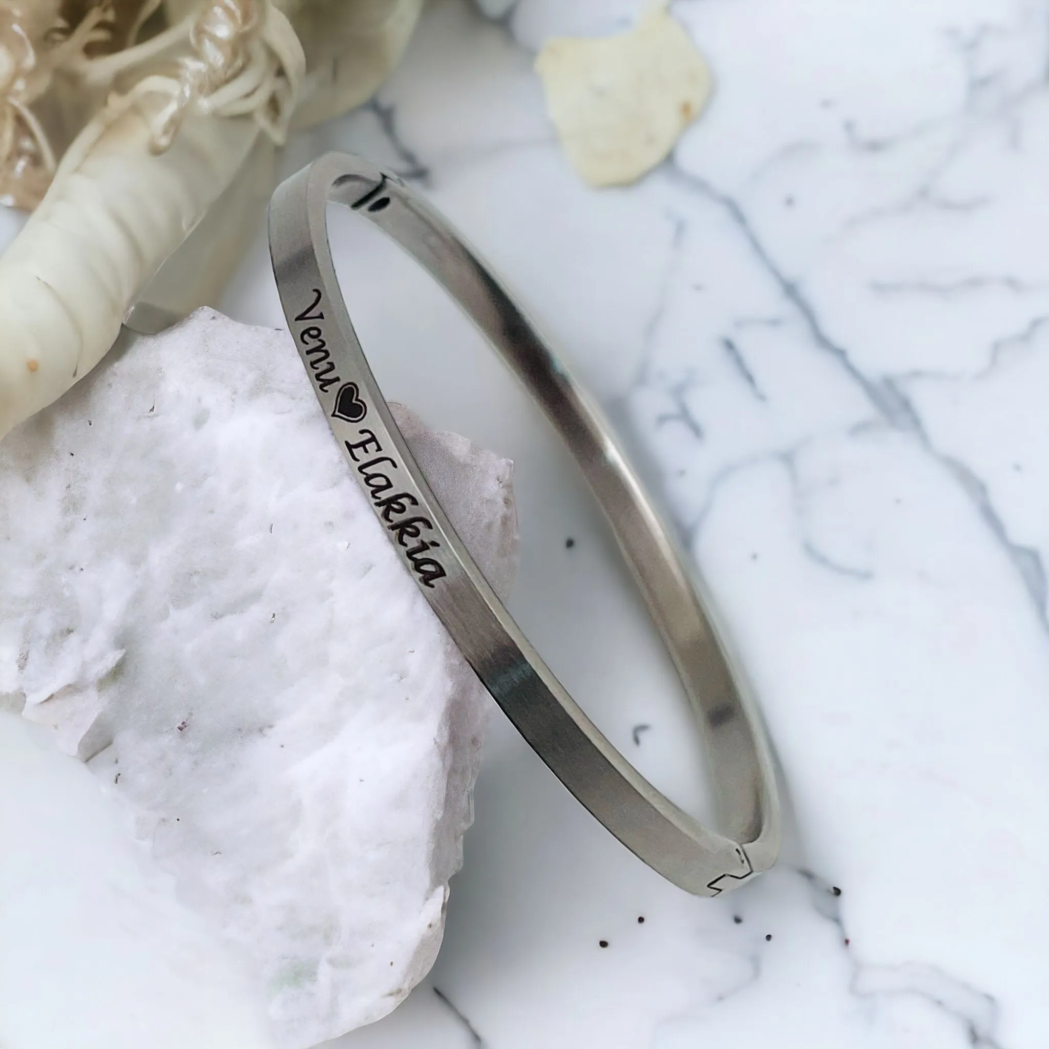 4mm Matte Finish 316 Surgical Stainless Steel Silver Customized Personalised Laser Engraved Kada Bangle Bracelet Unisex