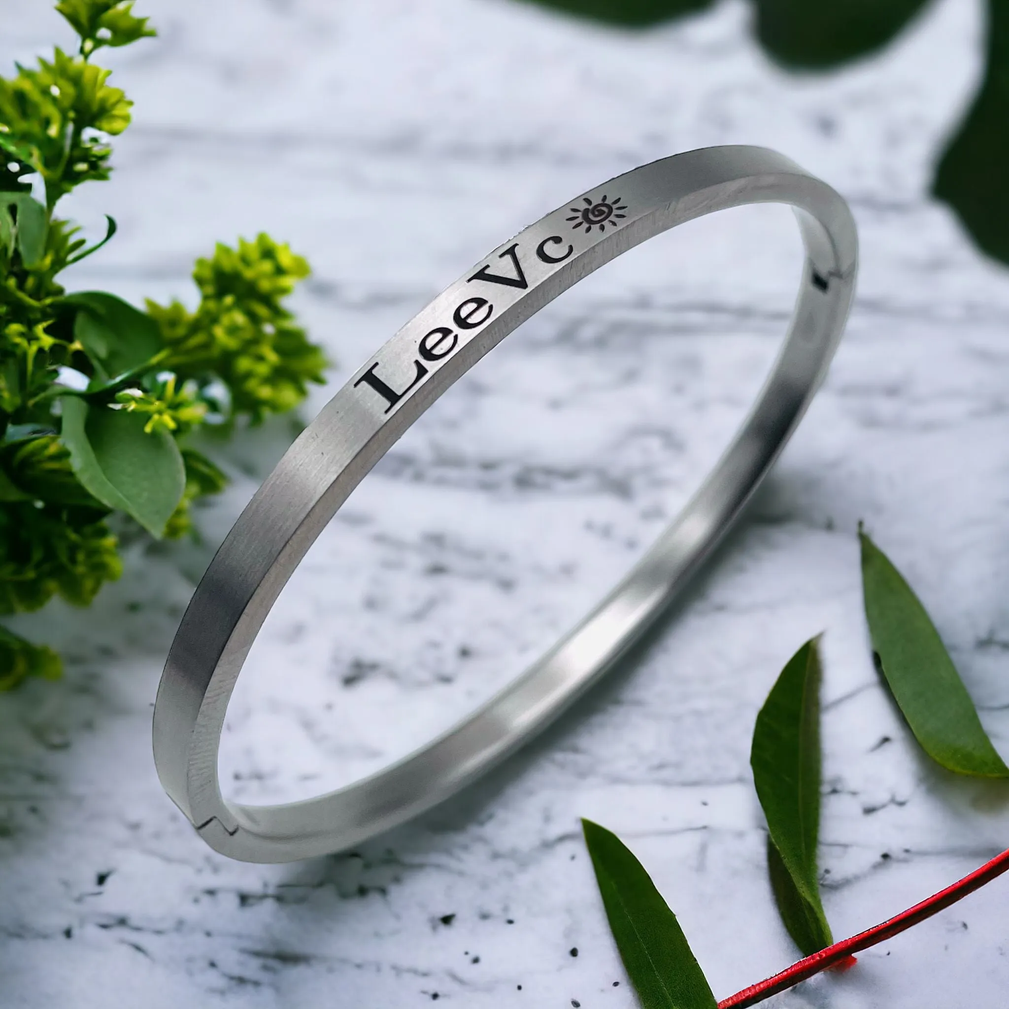 4mm Matte Finish 316 Surgical Stainless Steel Silver Customized Personalised Laser Engraved Kada Bangle Bracelet Unisex