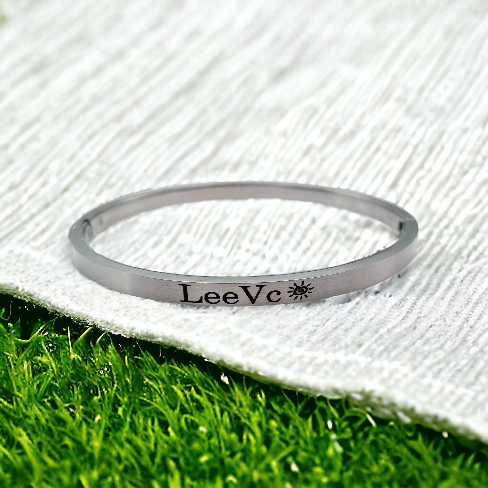 4mm Matte Finish 316 Surgical Stainless Steel Silver Customized Personalised Laser Engraved Kada Bangle Bracelet Unisex