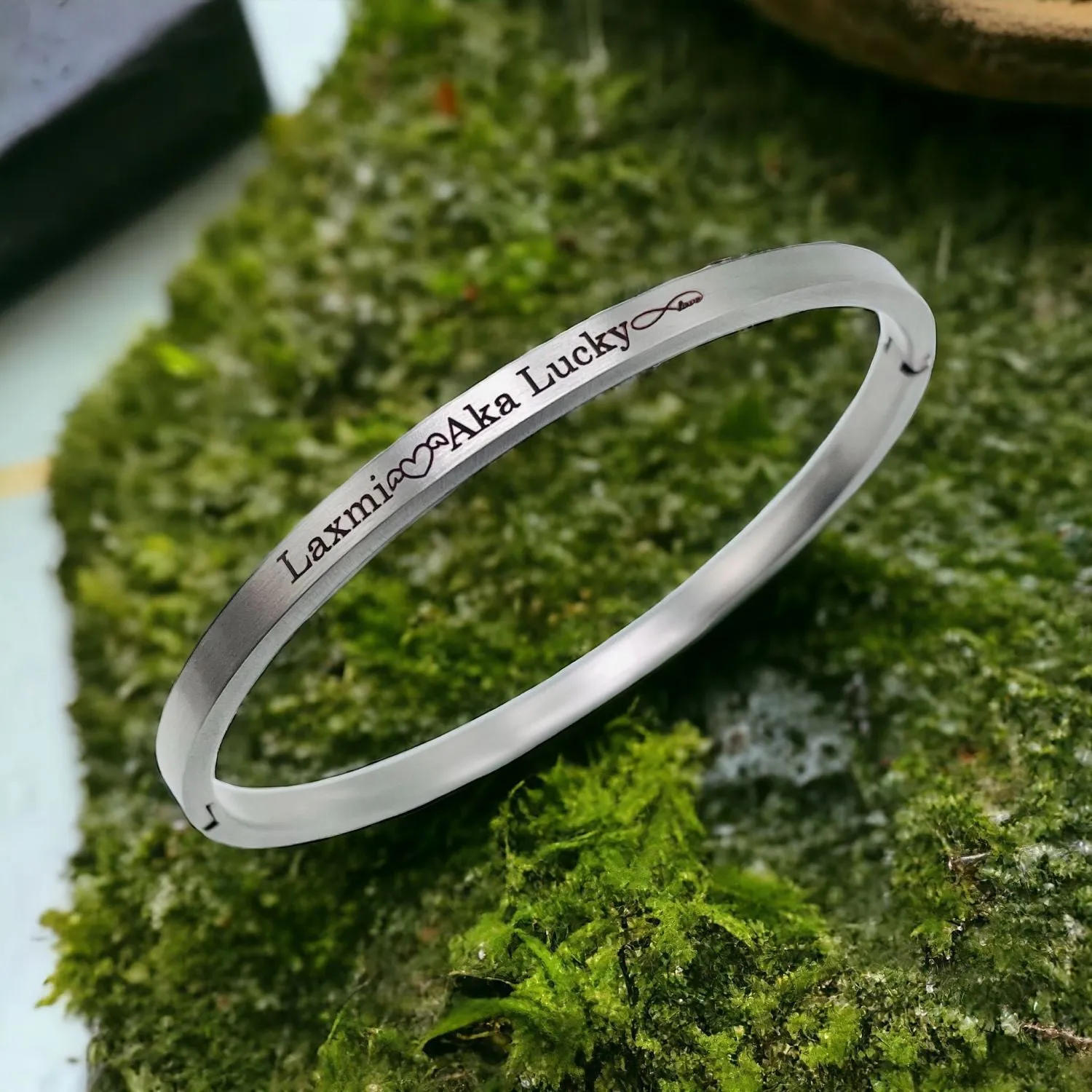 4mm Matte Finish 316 Surgical Stainless Steel Silver Customized Personalised Laser Engraved Kada Bangle Bracelet Unisex