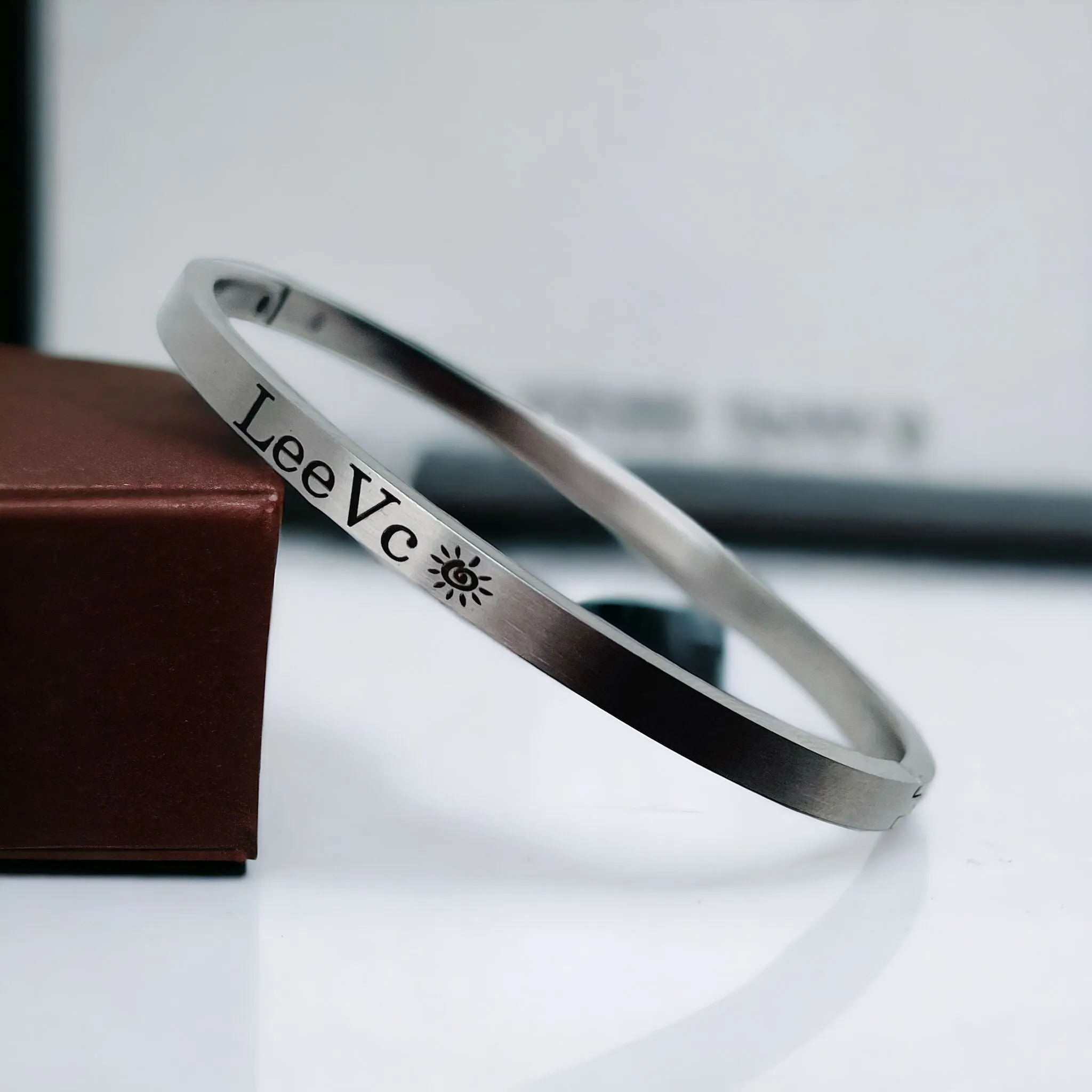 4mm Matte Finish 316 Surgical Stainless Steel Silver Customized Personalised Laser Engraved Kada Bangle Bracelet Unisex