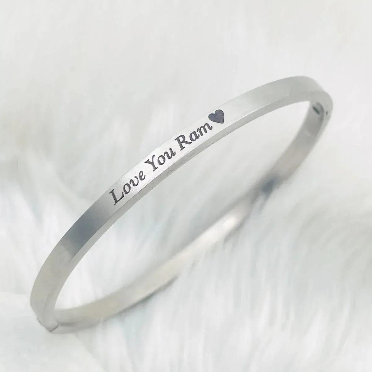 4mm Matte Finish 316 Surgical Stainless Steel Silver Customized Personalised Laser Engraved Kada Bangle Bracelet Unisex