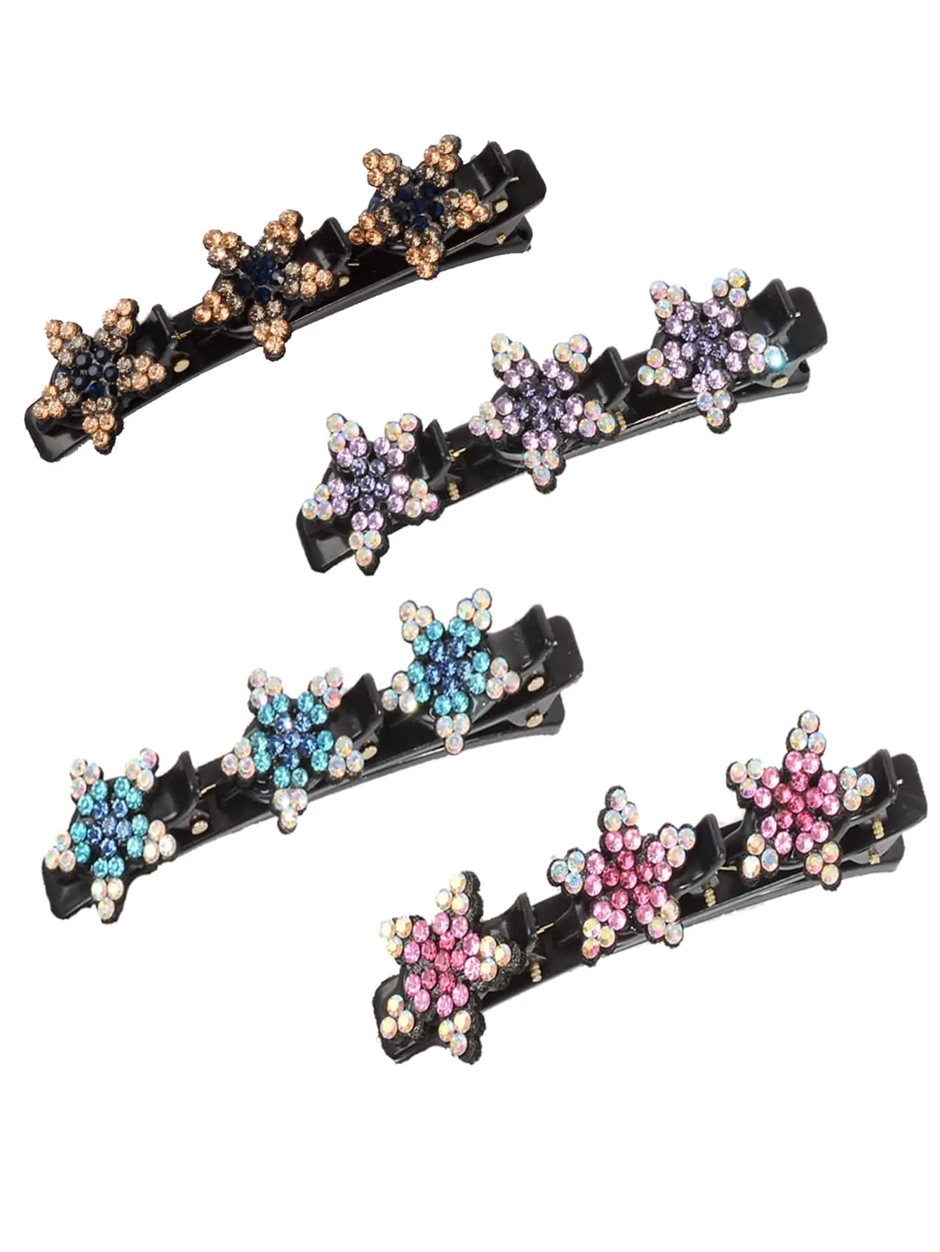 4pcs Rhinestone Flower Decor Hair Clip for Women Barrette Styling Hair