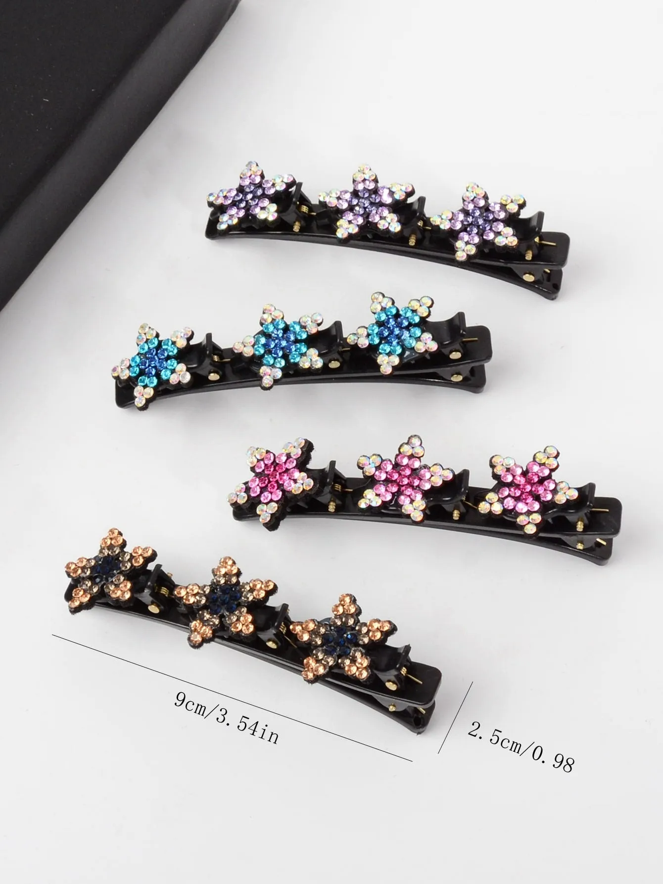 4pcs Rhinestone Flower Decor Hair Clip for Women Barrette Styling Hair