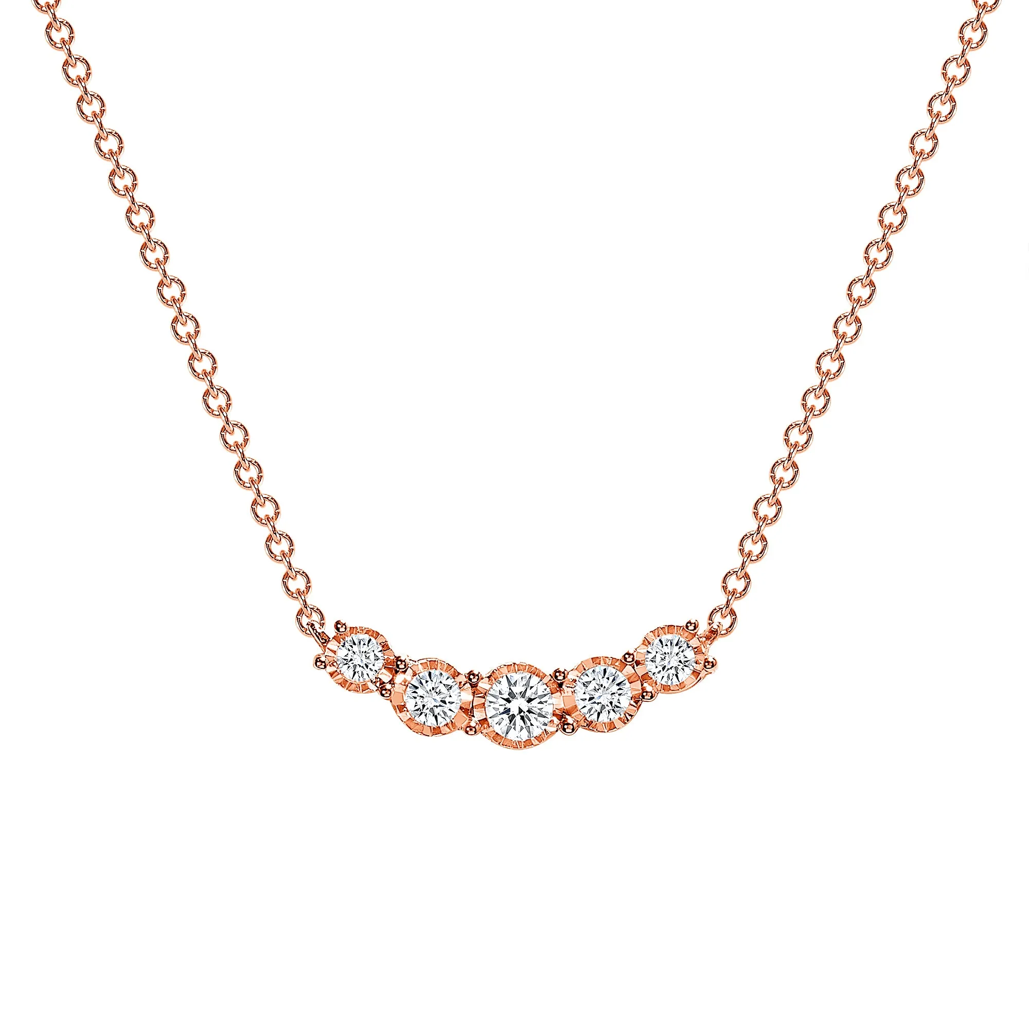 5 Stone Natural Diamond Pendant Necklace