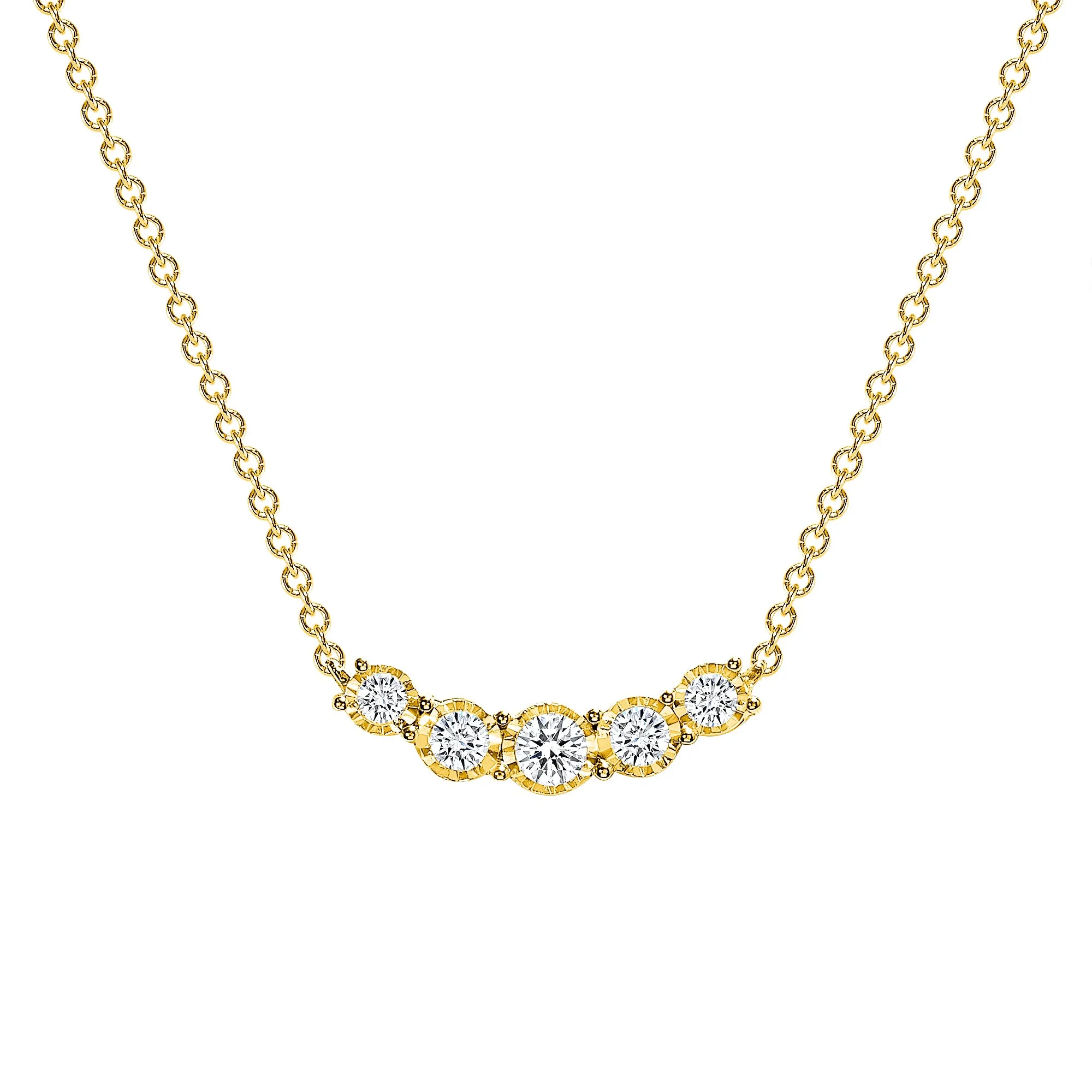 5 Stone Natural Diamond Pendant Necklace