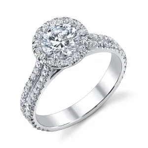 .54ctw Round Cut Diamond Halo Double Band Engagement Ring