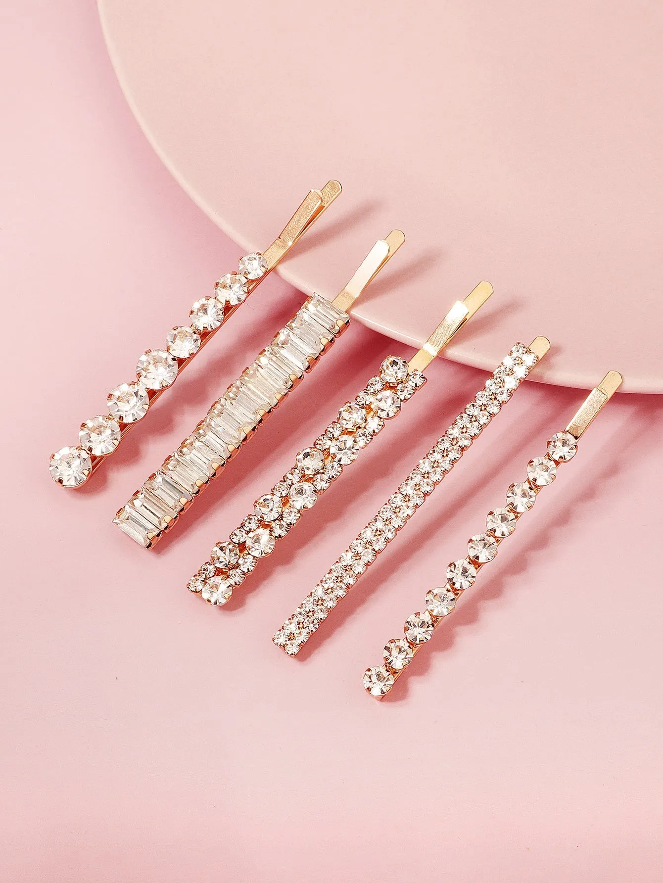 5pcs Rhinestone Decor Hair Clip for Women Barrette Styling Hair Accessories