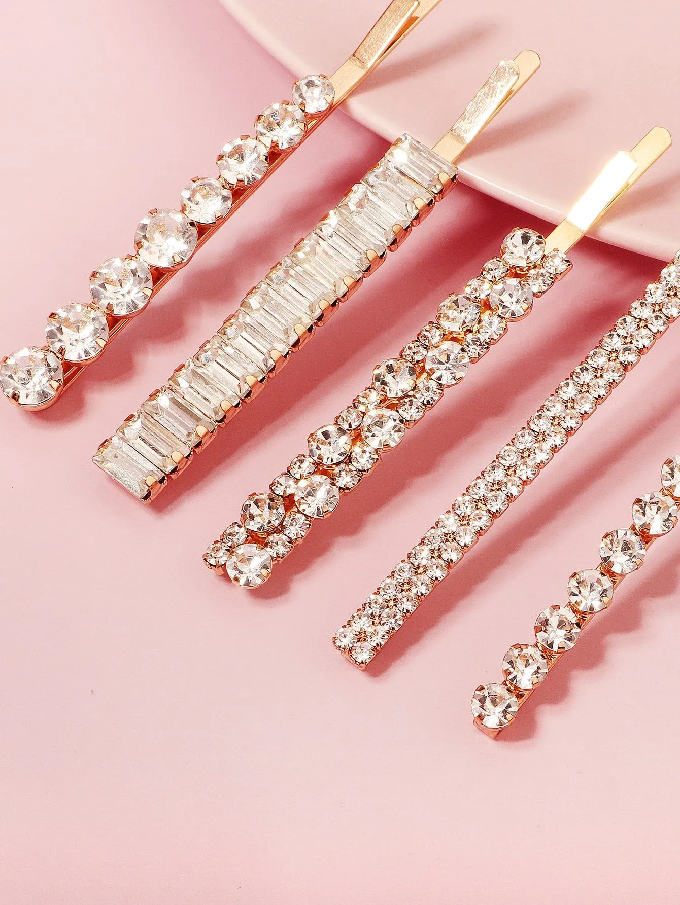 5pcs Rhinestone Decor Hair Clip for Women Barrette Styling Hair Accessories