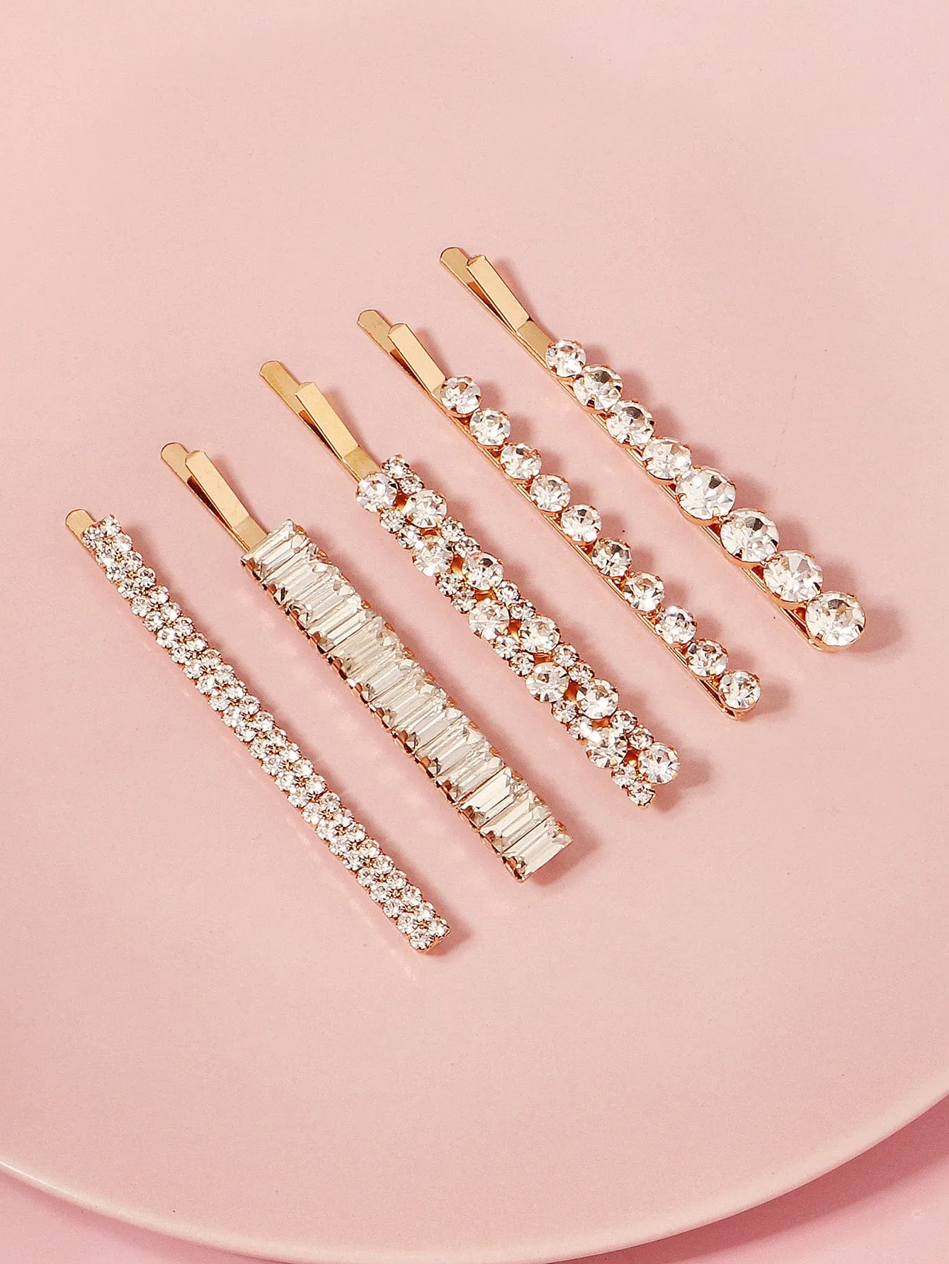 5pcs Rhinestone Decor Hair Clip for Women Barrette Styling Hair Accessories