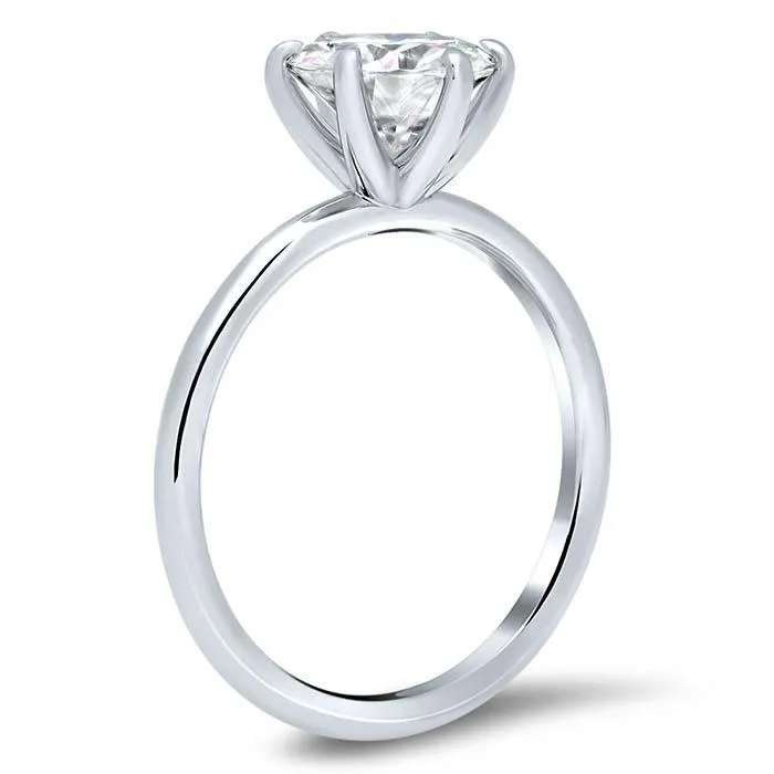 6 Prong Round Moissanite Solitaire Engagement Ring