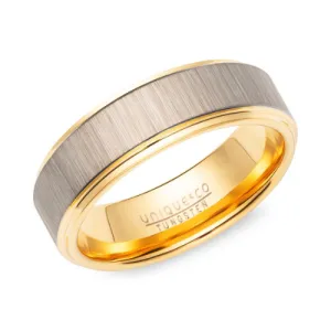 7mm Two tone  Gold IP Plating Tungsten Ring