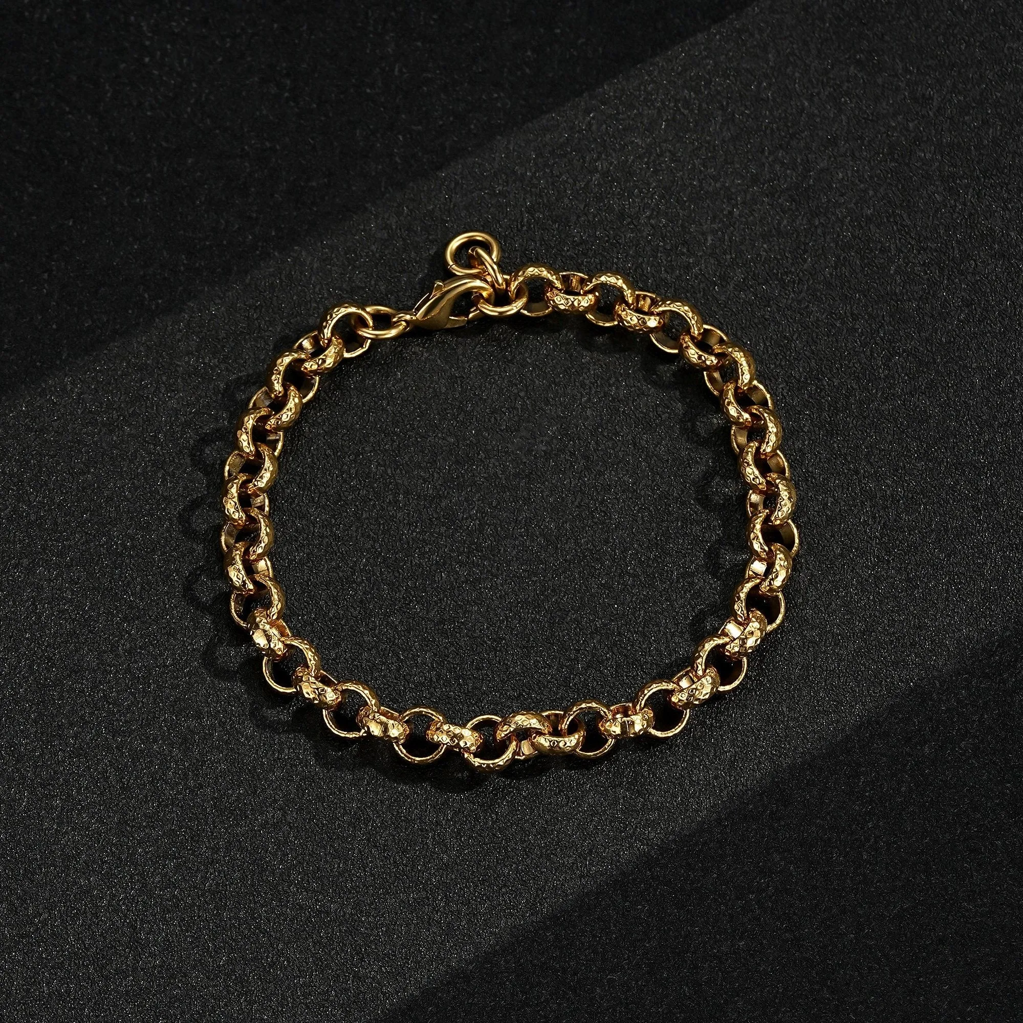 8mm Gold Filled Diamond Cut Pattern Belcher Bracelet 6/8 Inch