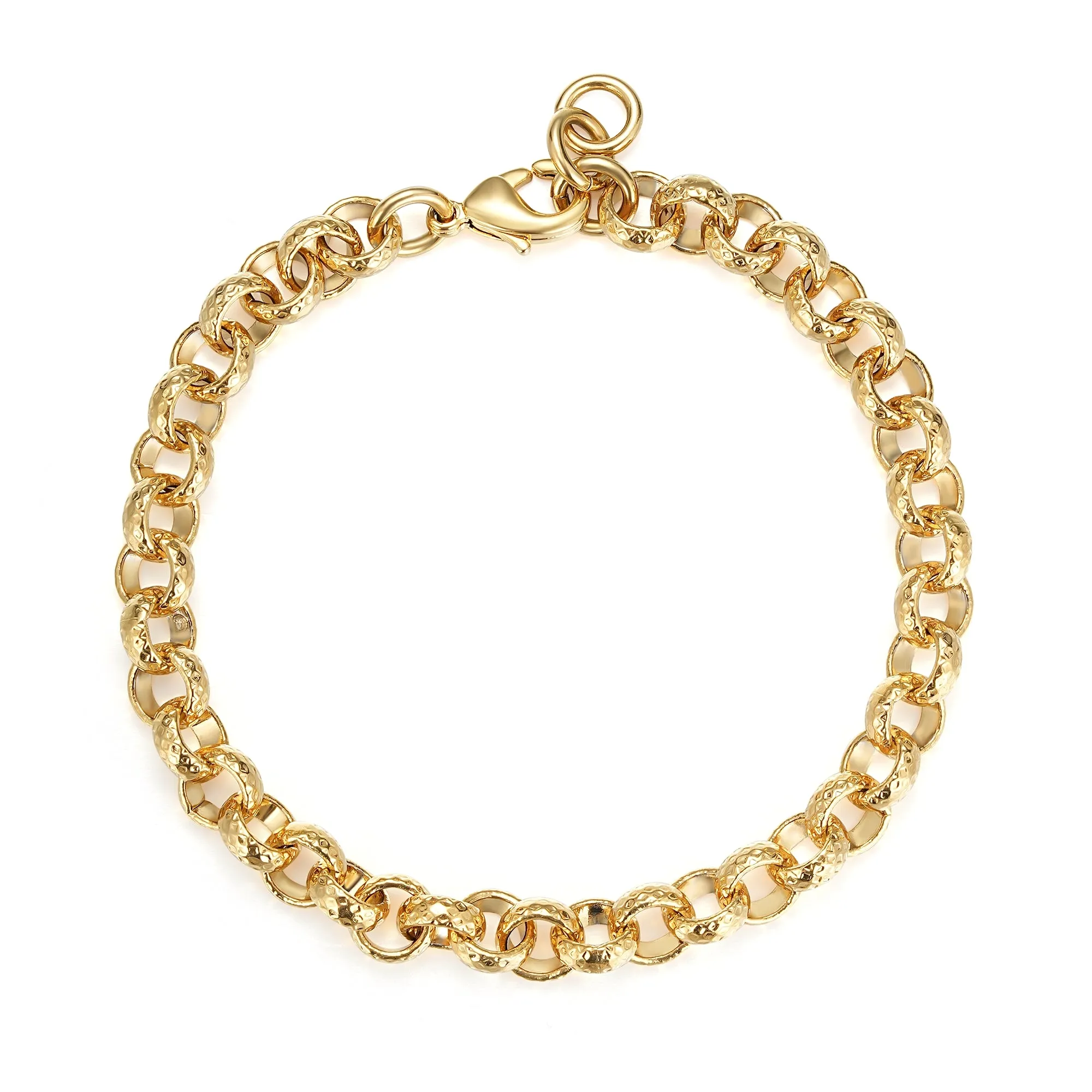 8mm Gold Filled Diamond Cut Pattern Belcher Bracelet 6/8 Inch