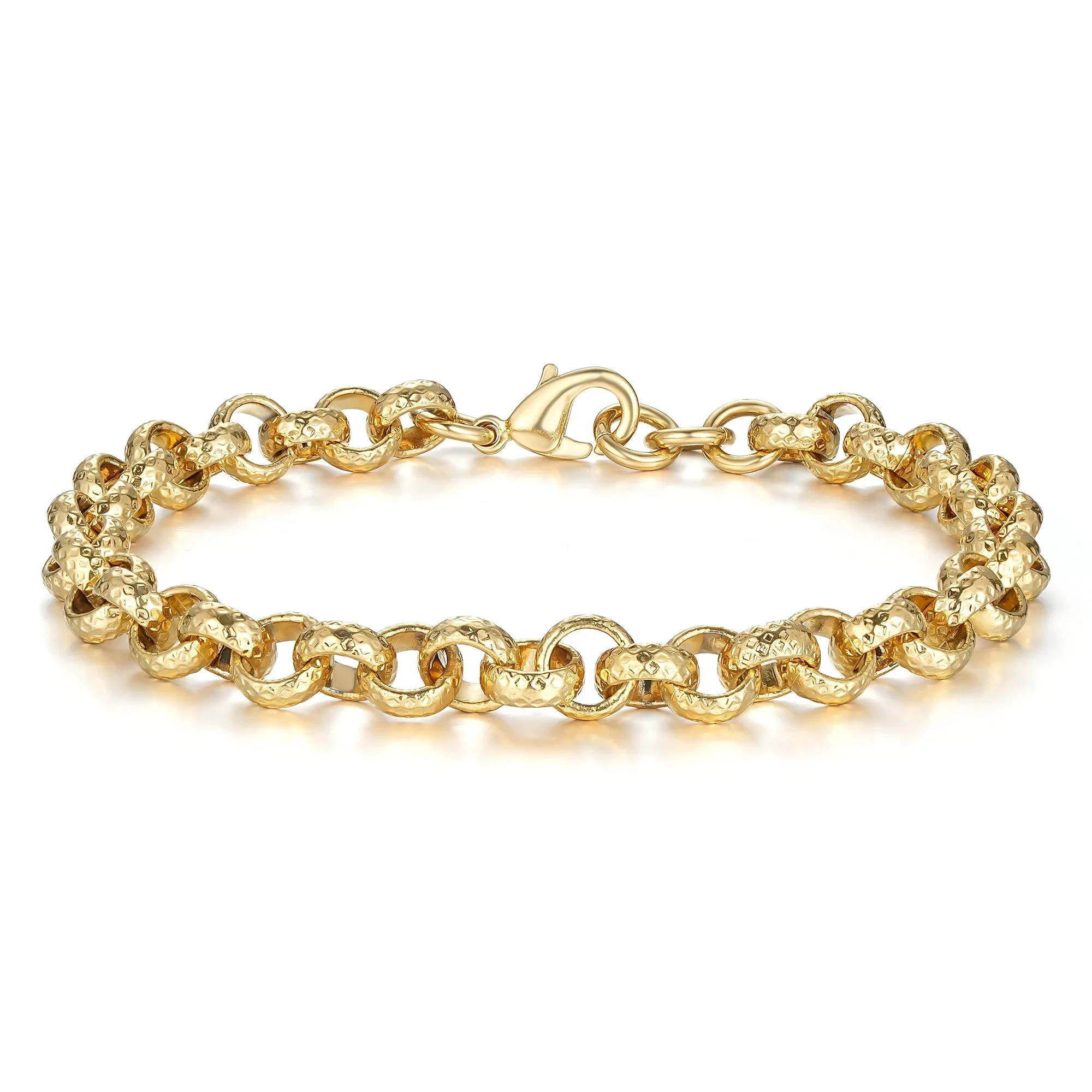 8mm Gold Filled Diamond Cut Pattern Belcher Bracelet 6/8 Inch