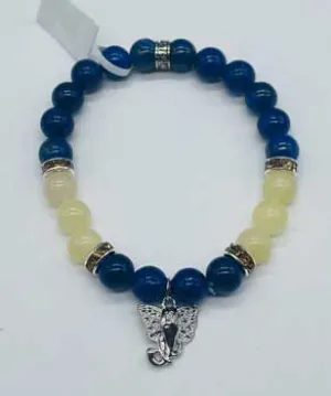 8mm Lapis, Honey Jade, Ganesha bracelet