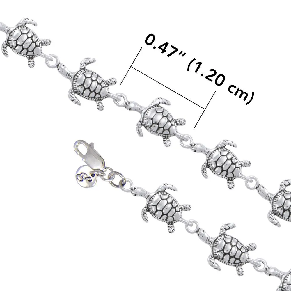 925 Silver Turtle Link Bracelet