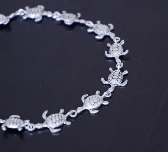 925 Silver Turtle Link Bracelet